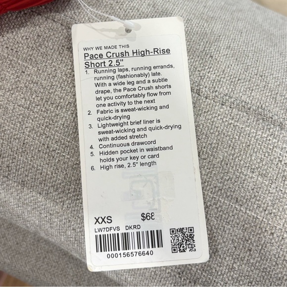 NWT Lululemon Pace Crush High Rise Shorts 2.5" In Dark Red Size XXS 2 - Picture 5 of 7